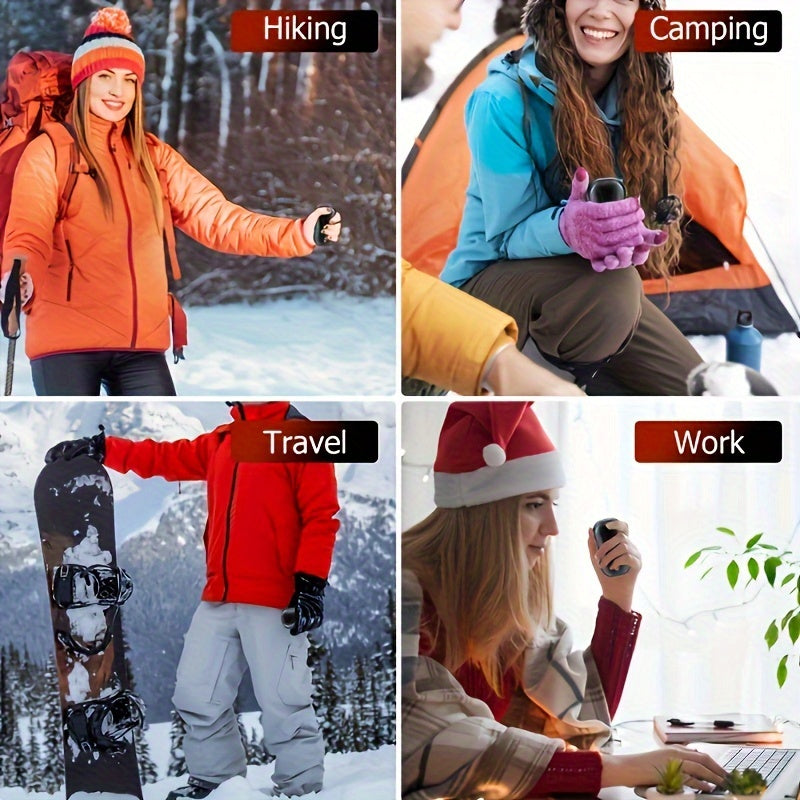 A 5200mAh USB rechargeable hand warmer with dual sides for maximum warmth, ideal for outdoor activities. The perfect Christmas gift for anyone who loves to stay warm on-the-go.