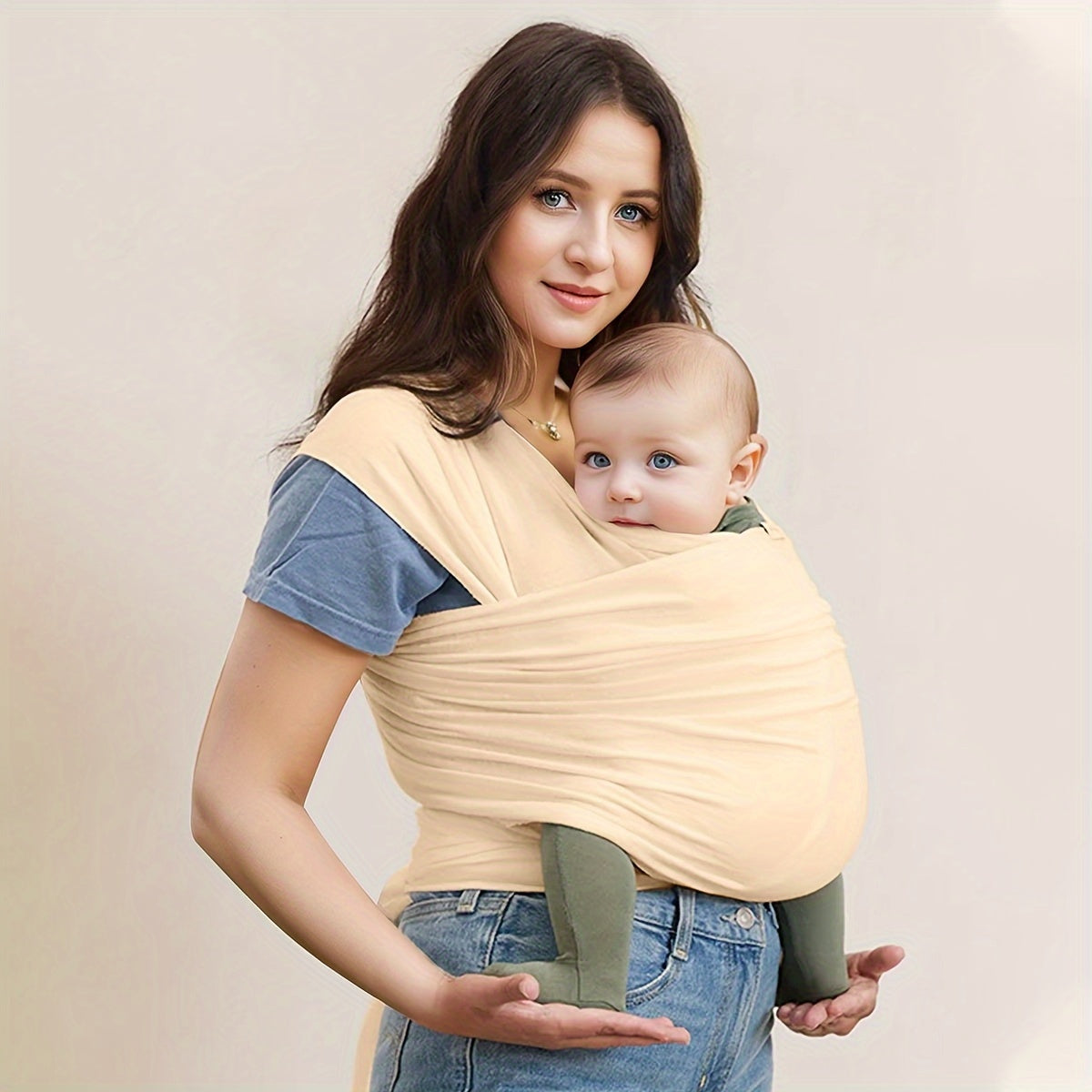 Soft and Stretchy Baby Wrap Carrier, Breathable Hands-Free Baby Sling, Lightweight Baby Carrier Wrap