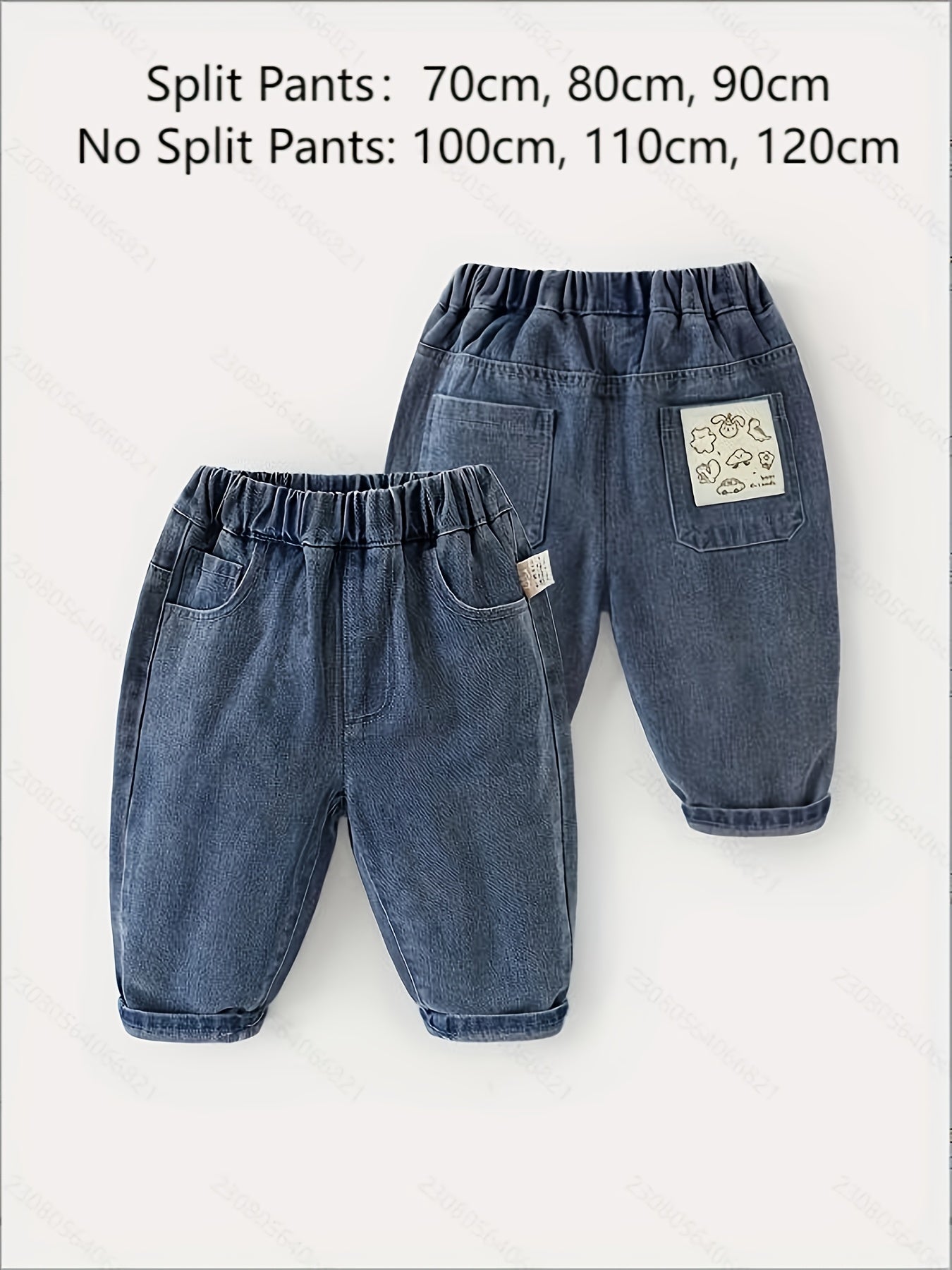 Kaka Panda Denim Pants - Cute, Comfortable, and Durable, Elastic Waist with Patch Detail, Ideal for Spring/Autumn, Casual Jeans for Boys & Girls