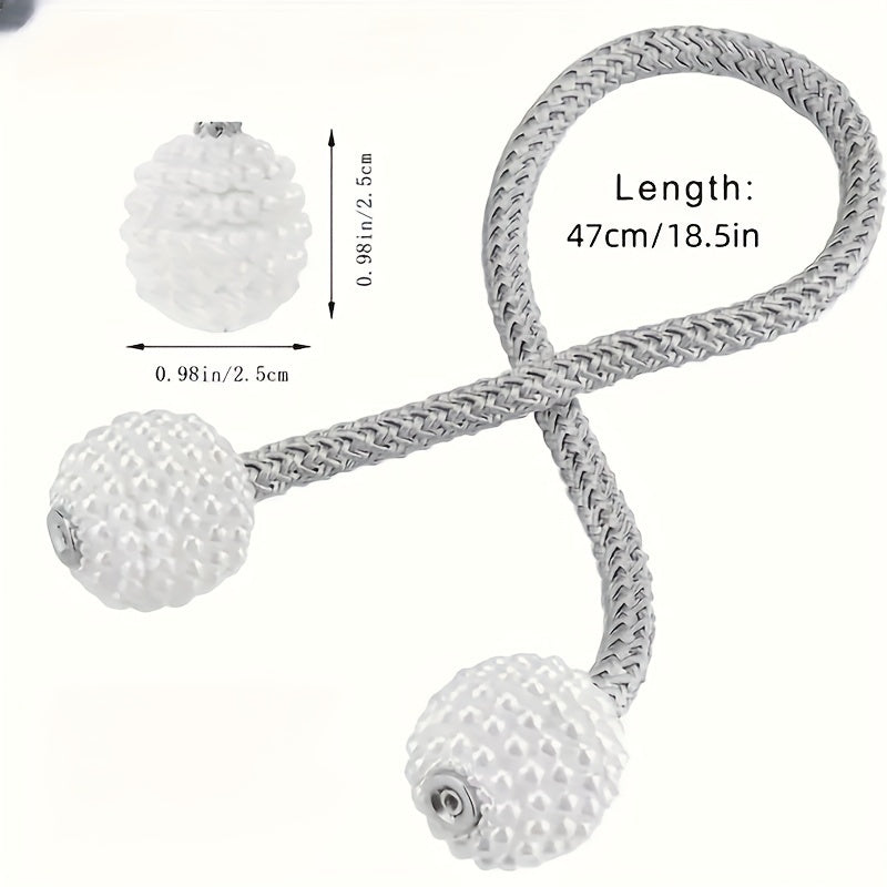 Набор из 4 магнитных держателей для штор с акцентами из искусственного жемчуга - Современный полиэстер для домашнего декора в гостиной и спальне