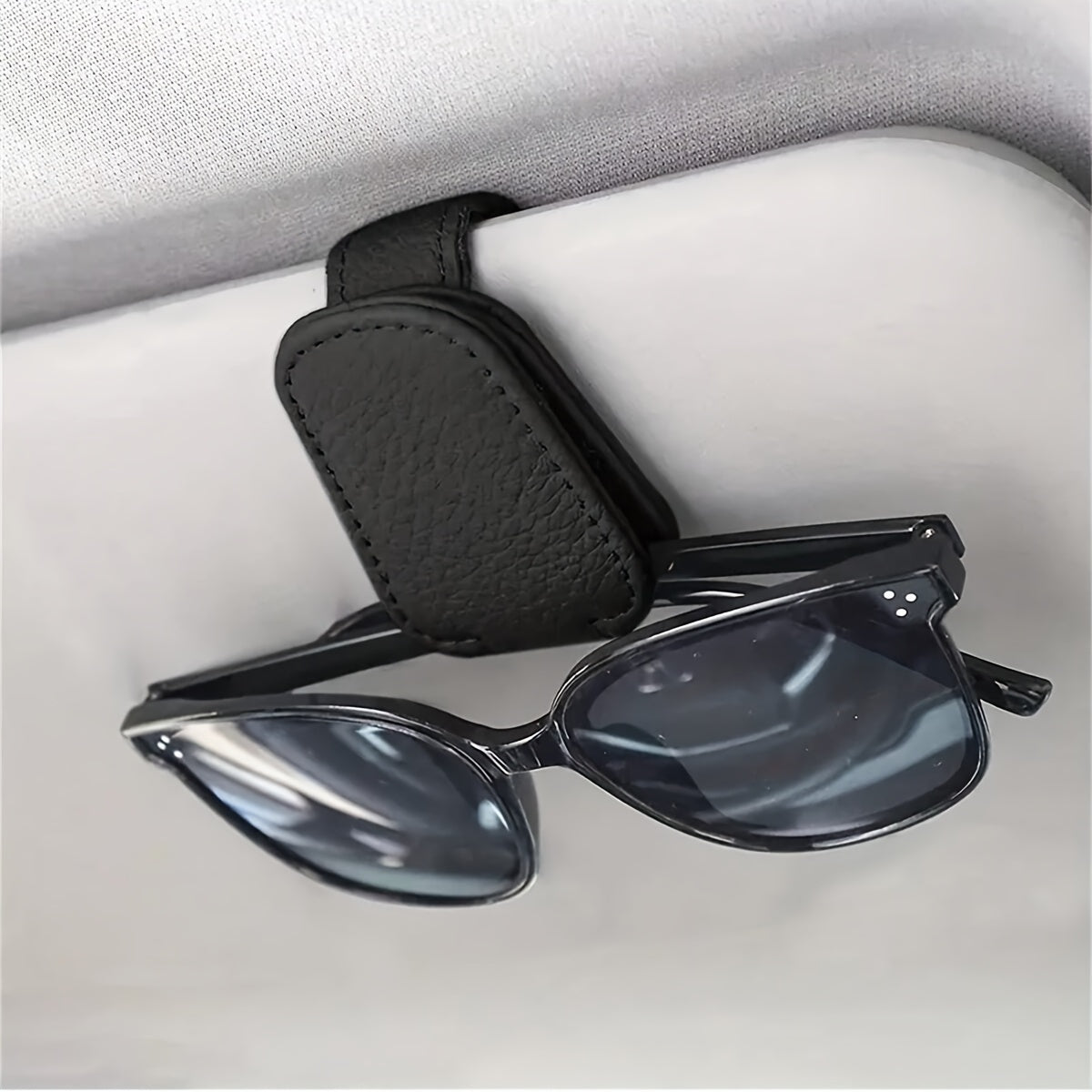 Stylish Magnetic PU Leather Car Visor Glasses Holder Clip Designed for Women, Durable Multi-Functional Eyewear Organizer