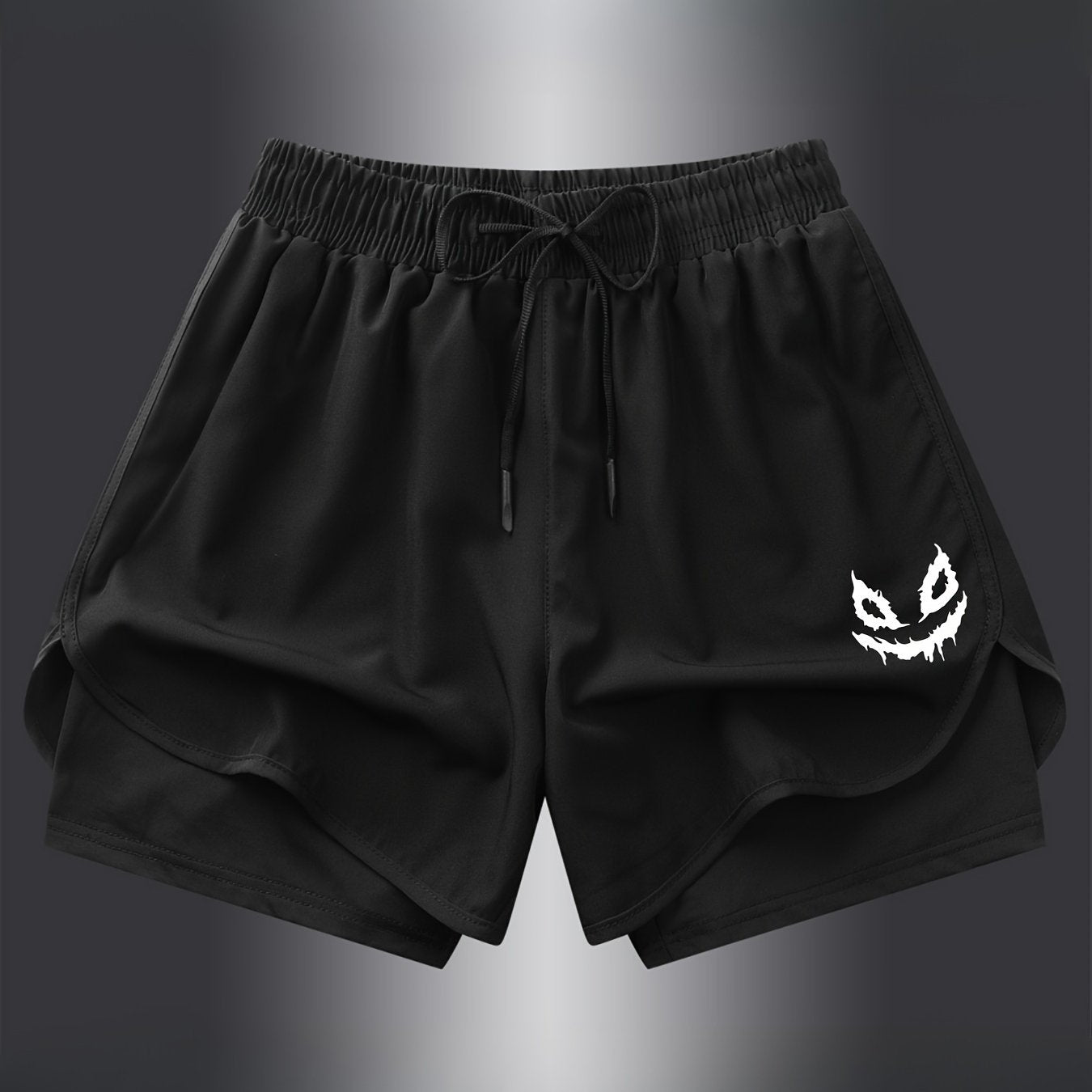 Men's sports shorts with fake two-piece design, perfect for training and running.