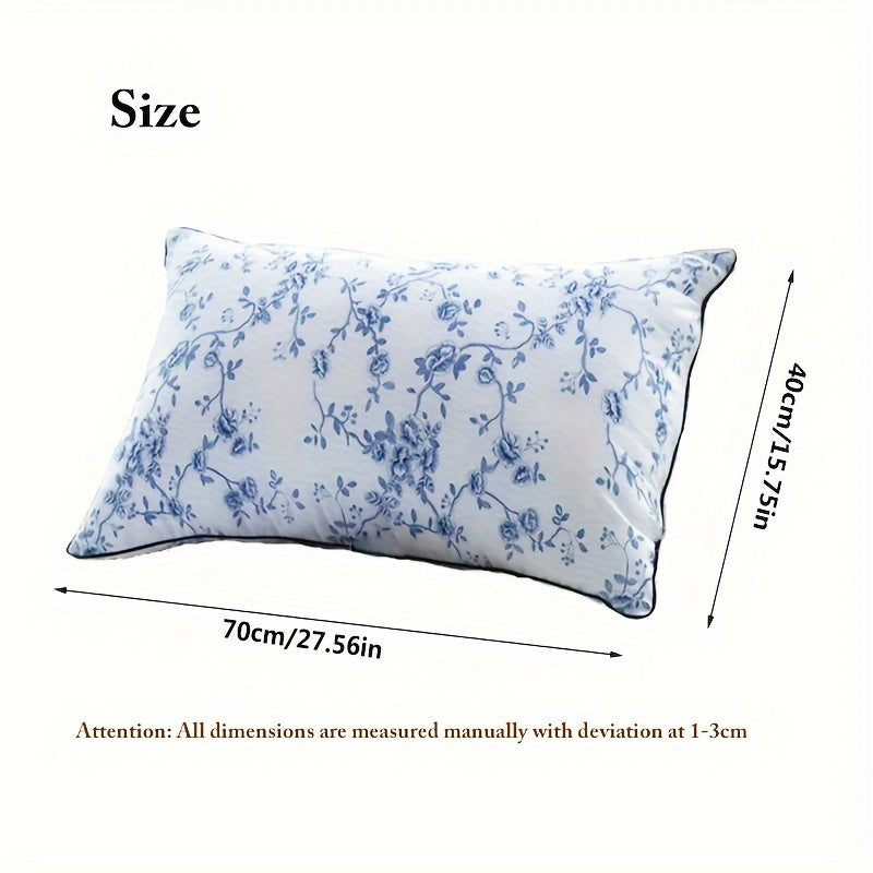 Two-pack combination of high-quality sleep pillows with classic blue and white pattern; star hotel grade pillow core included.