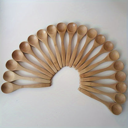 Set of 6 Wooden Long Handle Spoons - Ideal for Use in Your Kitchen for Coffee and Innovative Cooking!