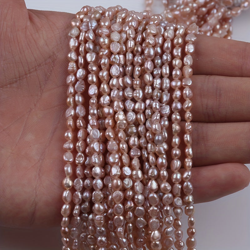 Beautiful 4-5mm Natural Freshwater Pearl Beads, Double-Sided Shiny Finish with Straight Hole for Crafting Custom Jewelry - Ideal for Making Bracelets & Necklaces.