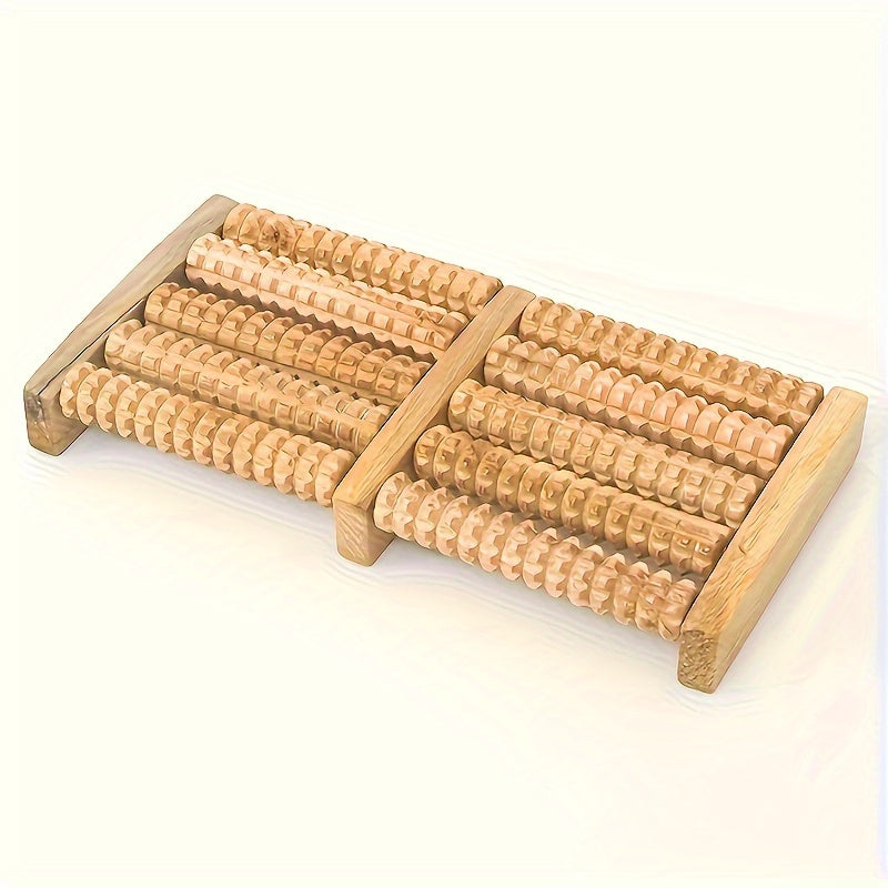 Handmade Wooden Foot Massager with Dual Rollers - Soothes Fatigue, Eases Plantar Fasciitis & Tendon Pain, Improves Blood Flow