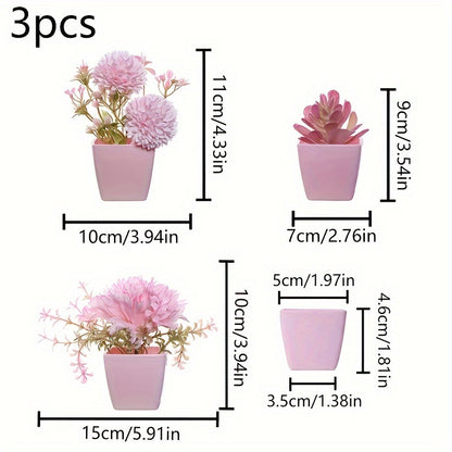 5 Mini artificial potted flowers for desktop decoration