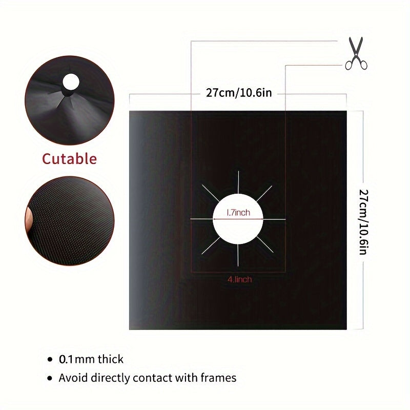 Набор из 4 ковриков из ПТФЭ для газовых плит: термостойкие и идеально подходят для чистки масляных и газовых плит