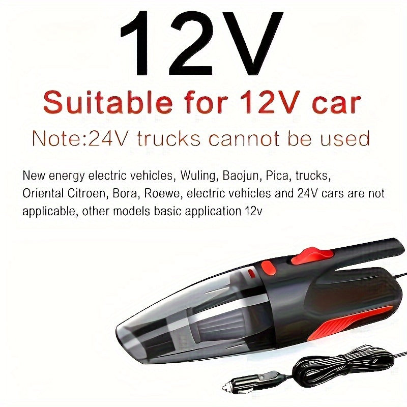 Mini handheld car vacuum cleaner with high-power corded design for easy interior cleaning.