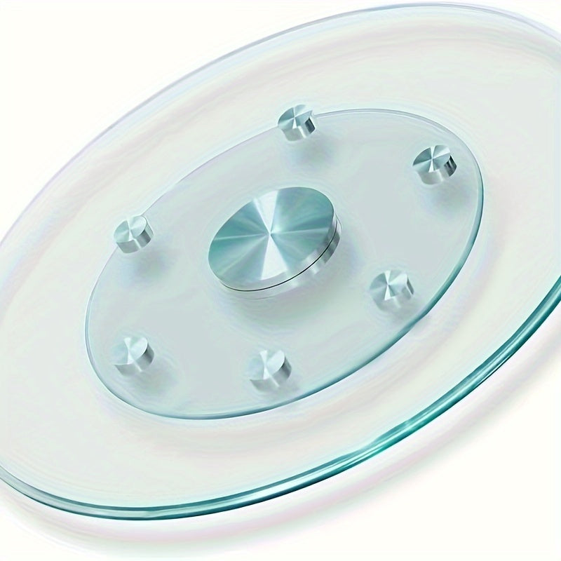 Glass Lazy Susan Turntable for Dining Table - 1 Piece. Large Round Clear Tabletop Rotating Tray with Elegance Swivel Assist System. Serving Plate with Silent & Smooth Spin.