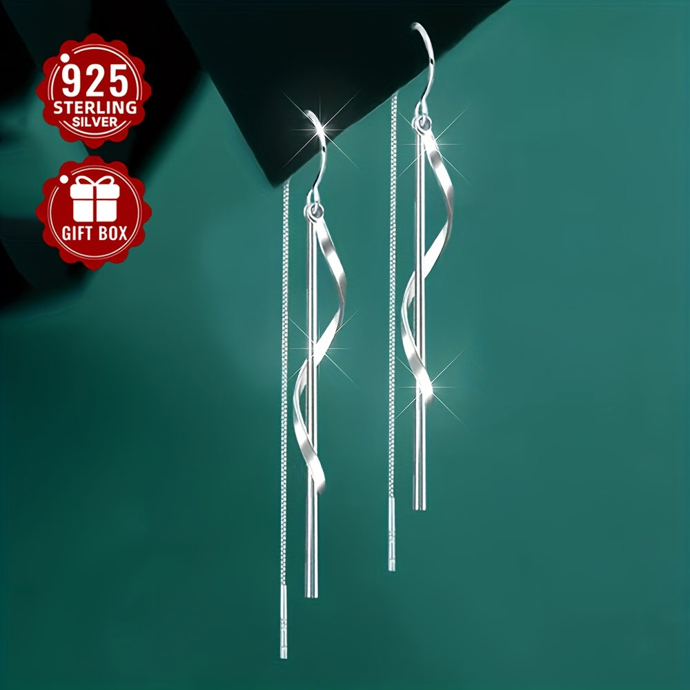 These dainty 925 Sterling Silver Drape Earrings are perfect for daily wear, travel, gatherings, and gifts, weighing approximately 2.65g. Featuring an elegant S-Shaped Wave design, they are ideal for adding a touch of sophistication to any outfit.