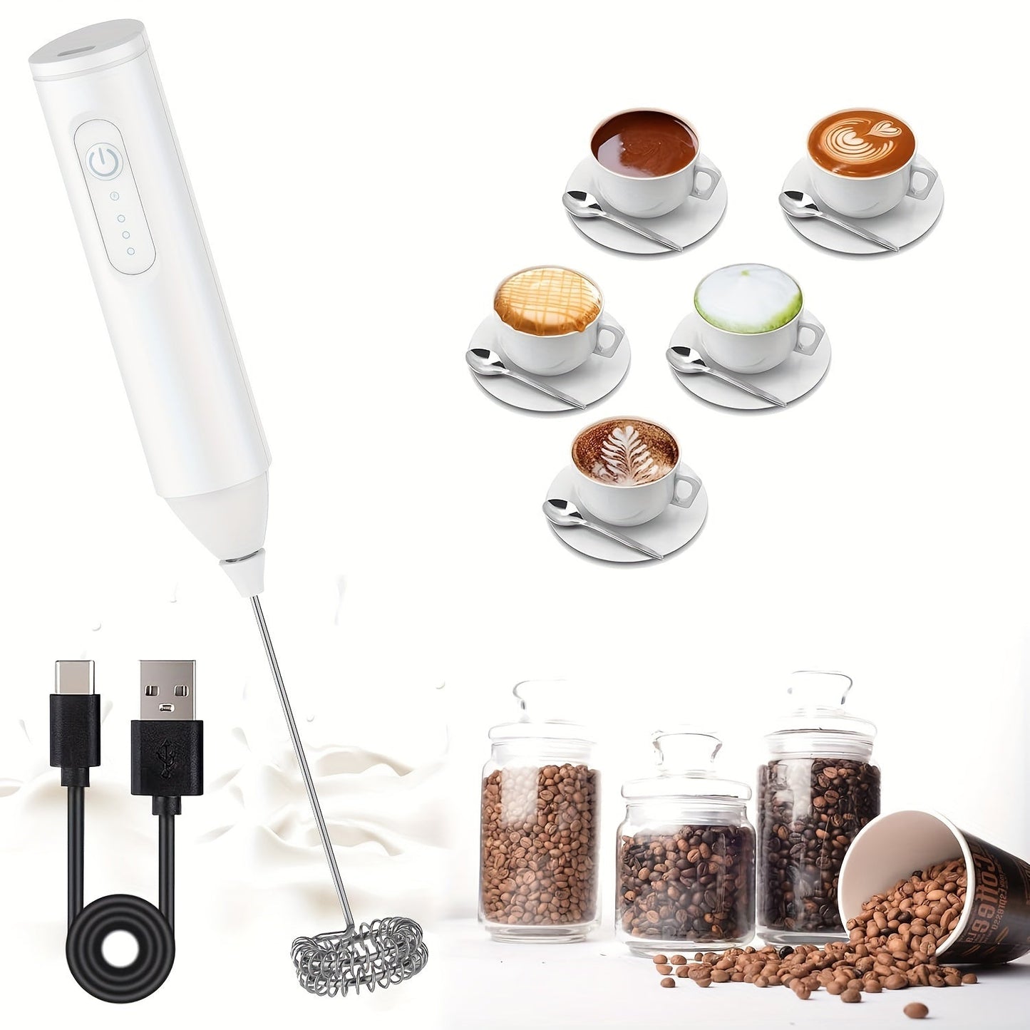 Rechargeable Milk Frother: Handheld Electric Foam Maker - 1 Piece