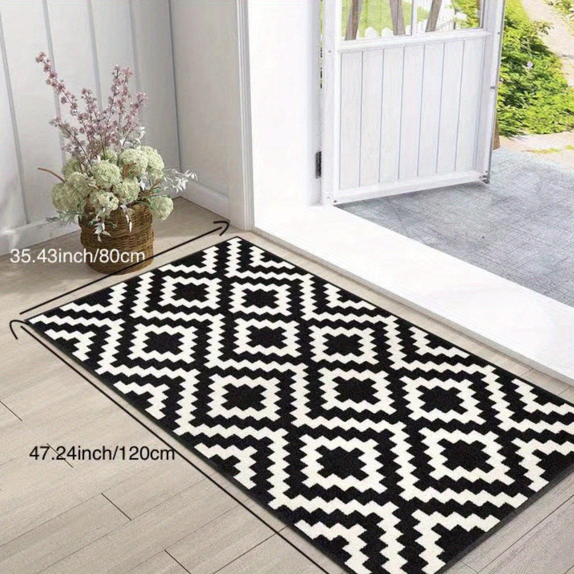 Plaid Doormat with Stain-Resistant Features - Absorbent and Non-Slip Rug for Entryways with Velvet Backing, Printed Design, Resistant to Dirt