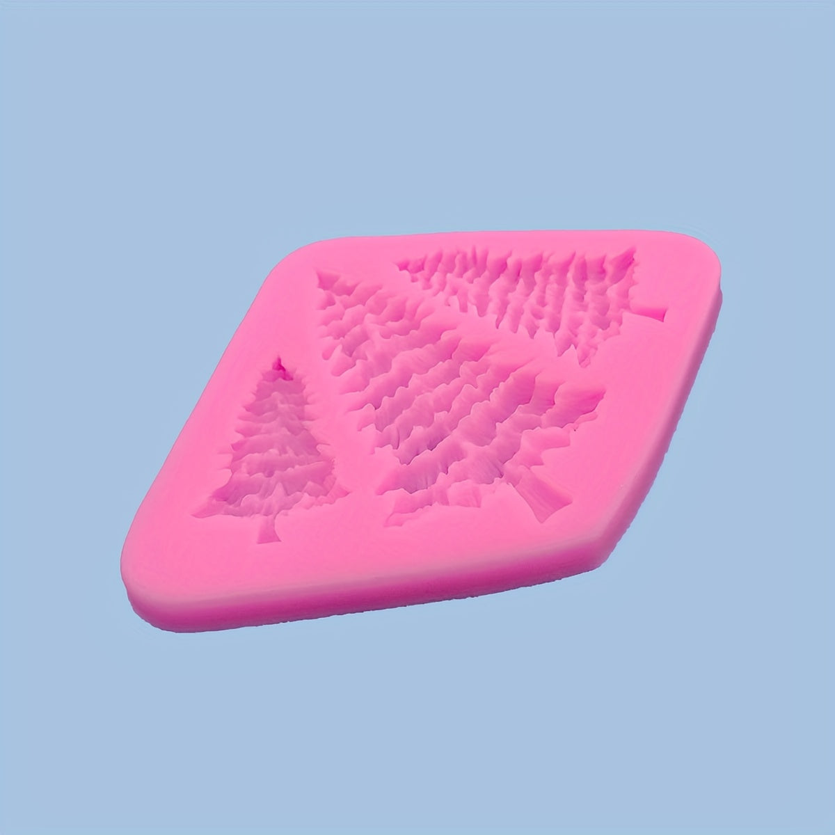 Silicone mold for a Christmas tree pine tree, perfect for making 3D fondant, pudding, chocolate, candy, desserts, gummy treats, handmade soap, aromatherapy candles, plaster, polymer clay, and ice cubes. Ideal for baking, cake decorating, and other