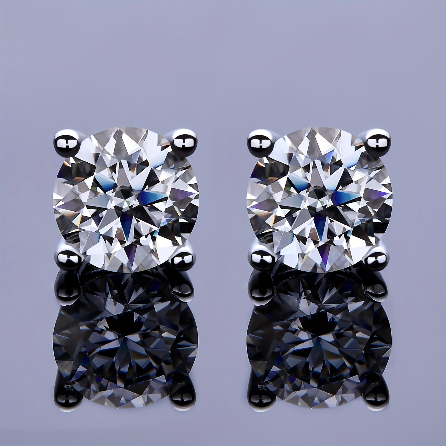 These elegant moissanite earrings come in a pair with a simple four-prong design weighing 1.2 grams for 0.5 carats, 1.7 grams for 1 carat, and 2.5 grams for 2 carats. Perfect for daily wear, these exquisite high-end ladies' jewelry pieces make a stunning