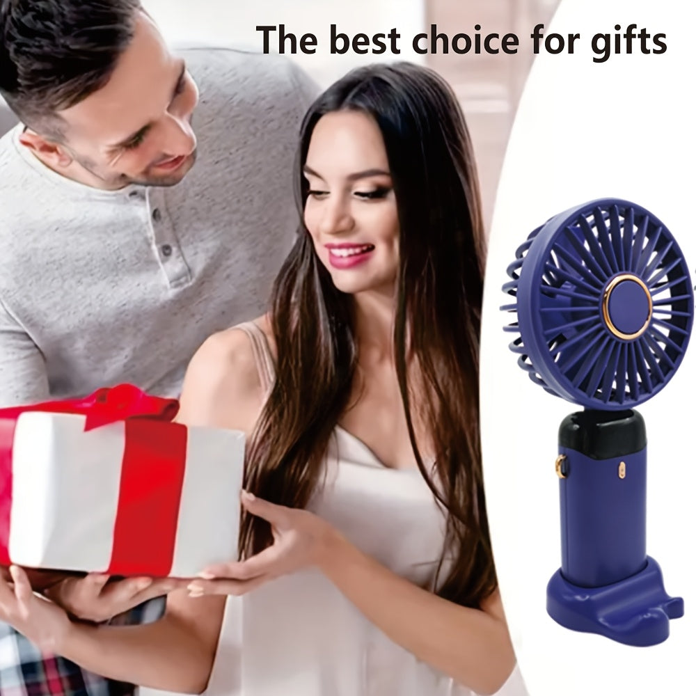 The Compact 5-Speed Mini Handheld Fan features an LED display and USB rechargeable capability. Its foldable design makes it perfect for indoor and outdoor cooling, making it a portable essential for summer. This sleek fan comes in a stylish green and