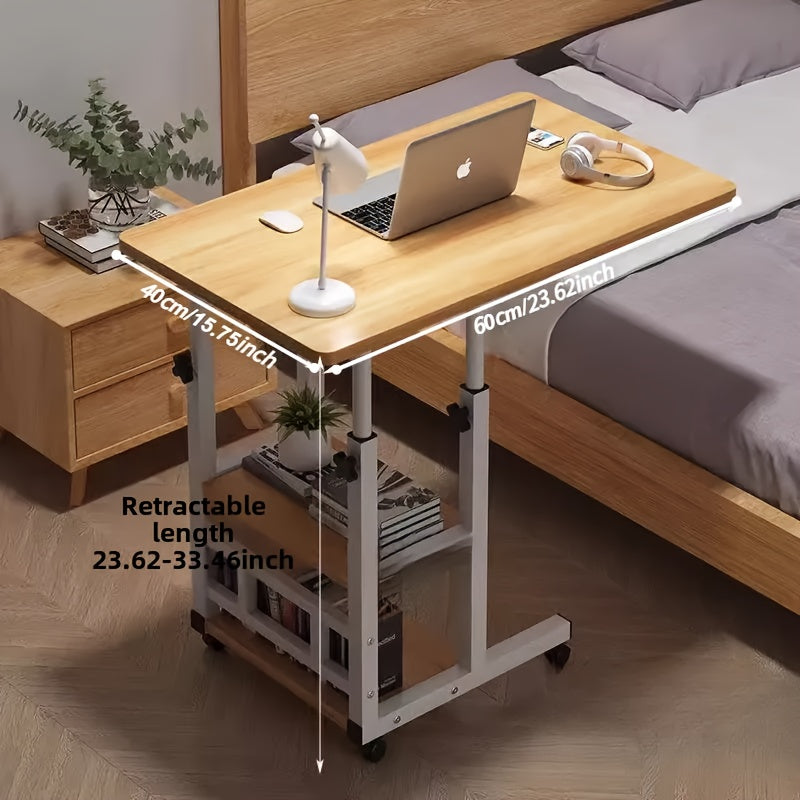 Adjustable Height Bedside Table - Rolling Laptop Desk with Shelf, Ideal for Bedroom, Student, Dorm Room, Home Office. Height ranges from 59.99cm to 84.99cm. Price: $59.99-84.99.