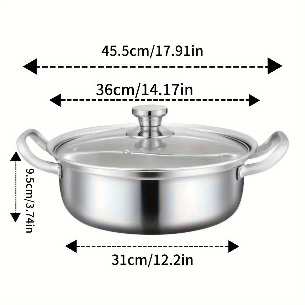 Stainless Steel Chinese Hot Pot Set - Includes Mandarin Duck Pot, Double-Flavor Pot, and Household Magnetic Stove Compatible with Gas Stoves. Perfect Kitchen Cookware Set.