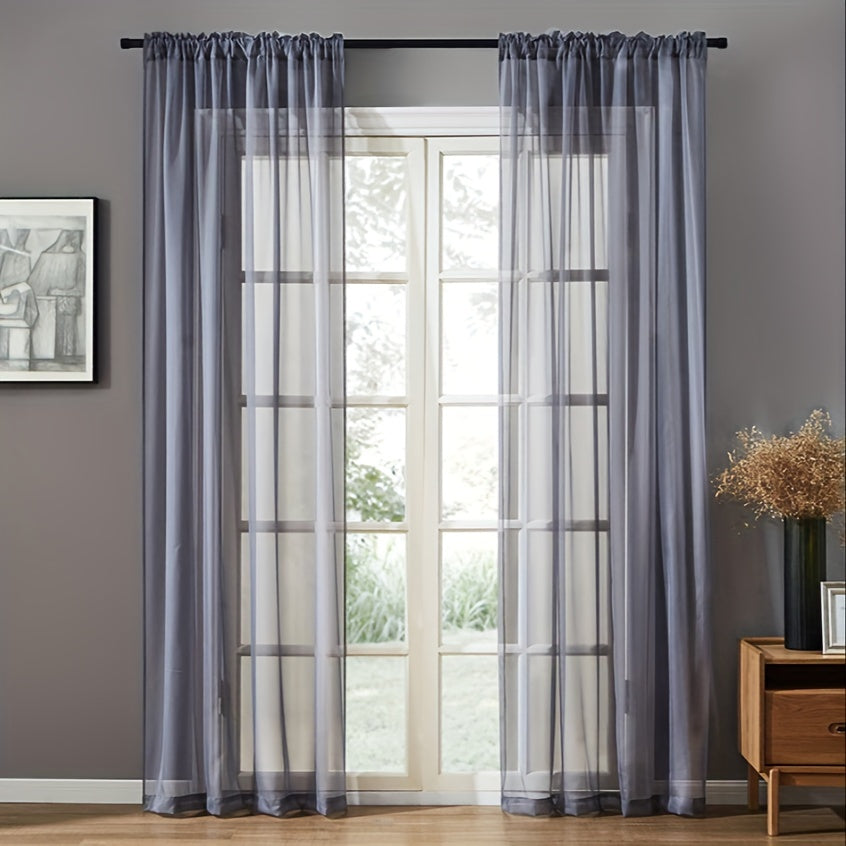 Single Contemporary Semi-Sheer Curtain Panel made from Woven Trilon Fabric, with Rod Pocket Design for Living Room and Restaurant Home Decor – Machine Washable and Cordless