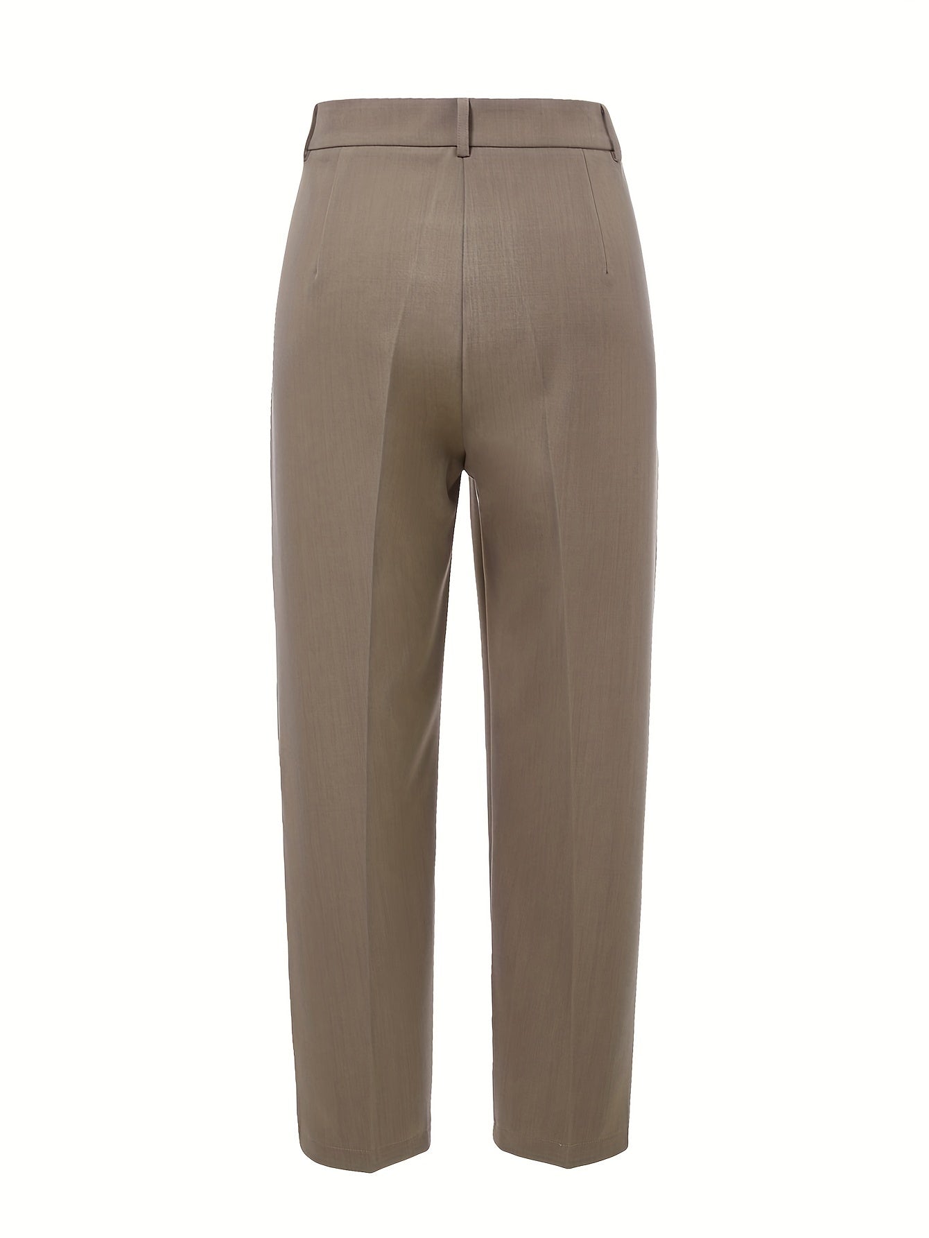 Pleated straight leg pants with pocket, casual cropped suit pants for women.