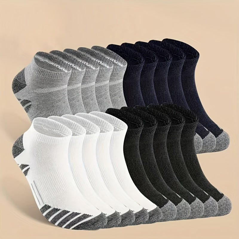 Men's low cut socks, anti-odor and sweat absorption, suitable for daily and outdoor wear in all seasons. Comes in a pack of 10 or 20 pairs. Comfortable and breathable.