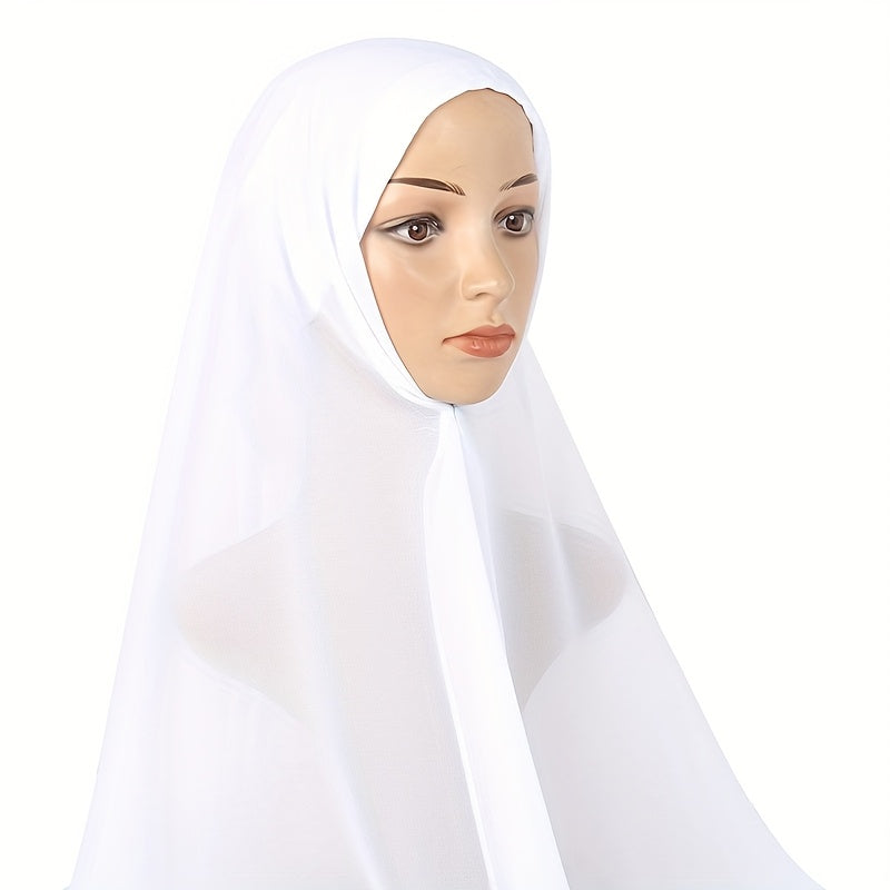 Chic chiffon instant hijab with built-in undercap for women's outdoor wear.