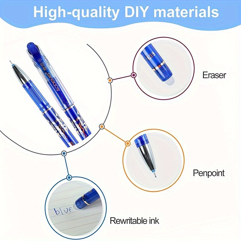 Set of 13 or 20 erasable pens with 0.5 refill, washable handle. Perfect for office or school use.