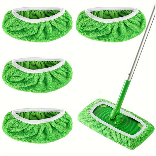 Microfiber Cleaning Mop Replacement Pads - Set of 4 Flat Floor Mop Cloths, Reusable and Long-lasting, Suitable for Wet and Dry Cleaning, Easy to Wash - Compatible with All Floor Surfaces - Ideal for Home Cleaning - Perfect Present for Students and