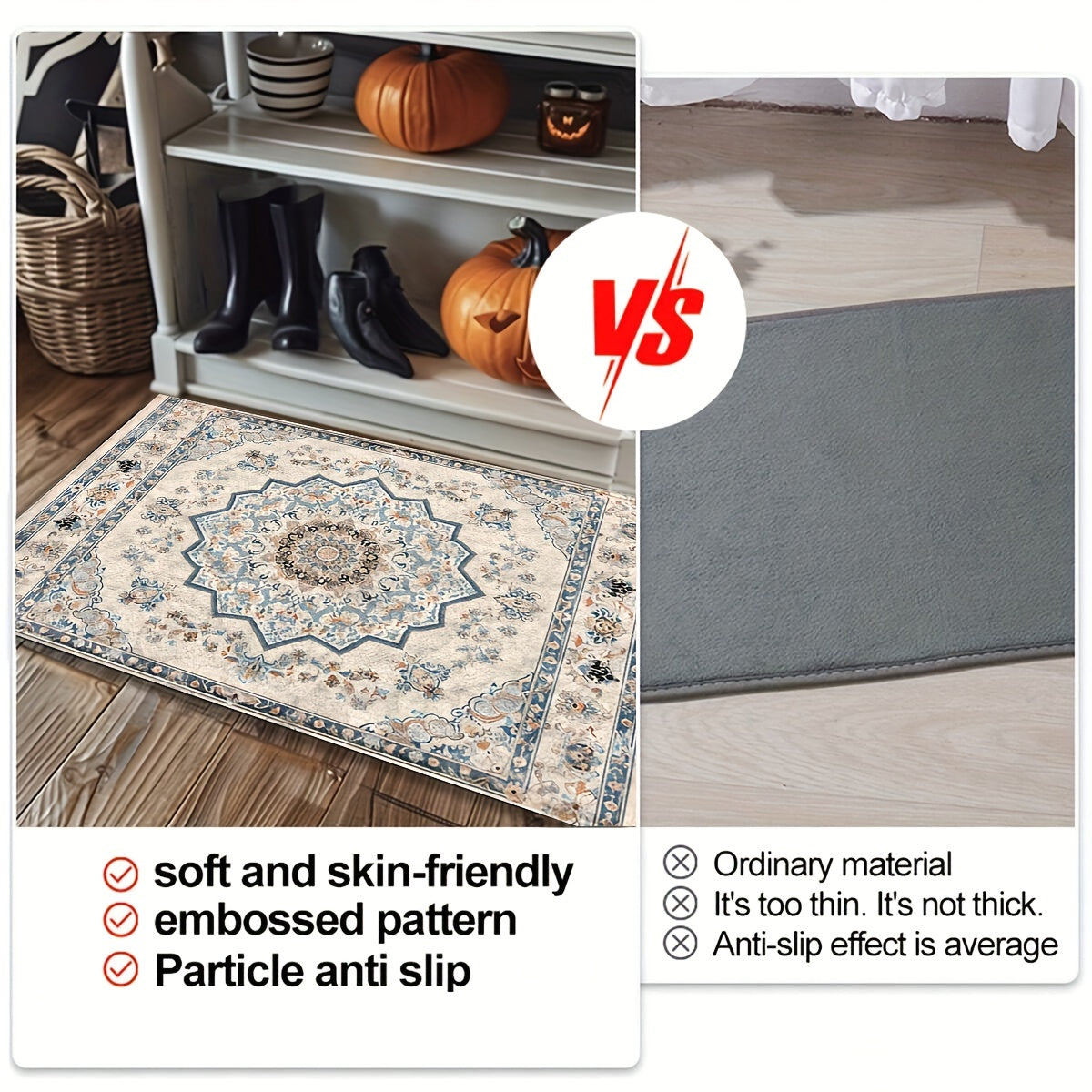 Chic Bohemian Microfiber Anti-Slip Mat - Fast Drying, Highly Absorbent Faux Cashmere, Easy to Clean in Washing Machine, Stain Resistant for Kitchen, Bathroom, Shower - Ideal Home Decor Present