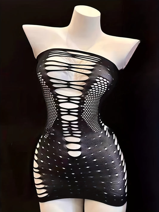 Sexy women's dress without undergarments by Hollow Fashion Design.