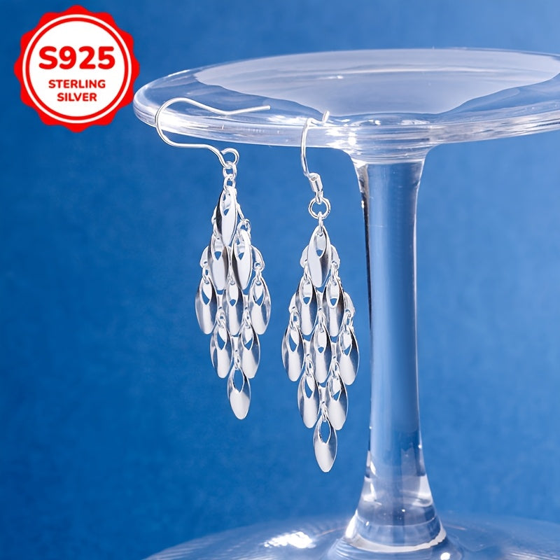 Stylish Bohemian Earrings featuring a fashionable design with a glossy Phoenix tail-shaped long tassel made of S925 silver. The earrings weigh 3.3g/0.116oz.