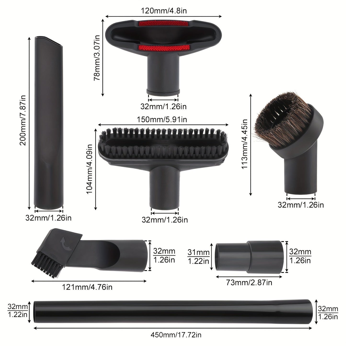 Комплект из 8 насадок для пылесоса с адаптером для шланга, щетки для уборки в мастерской и дома, универсальные аксессуары для пылесосов ePathChina