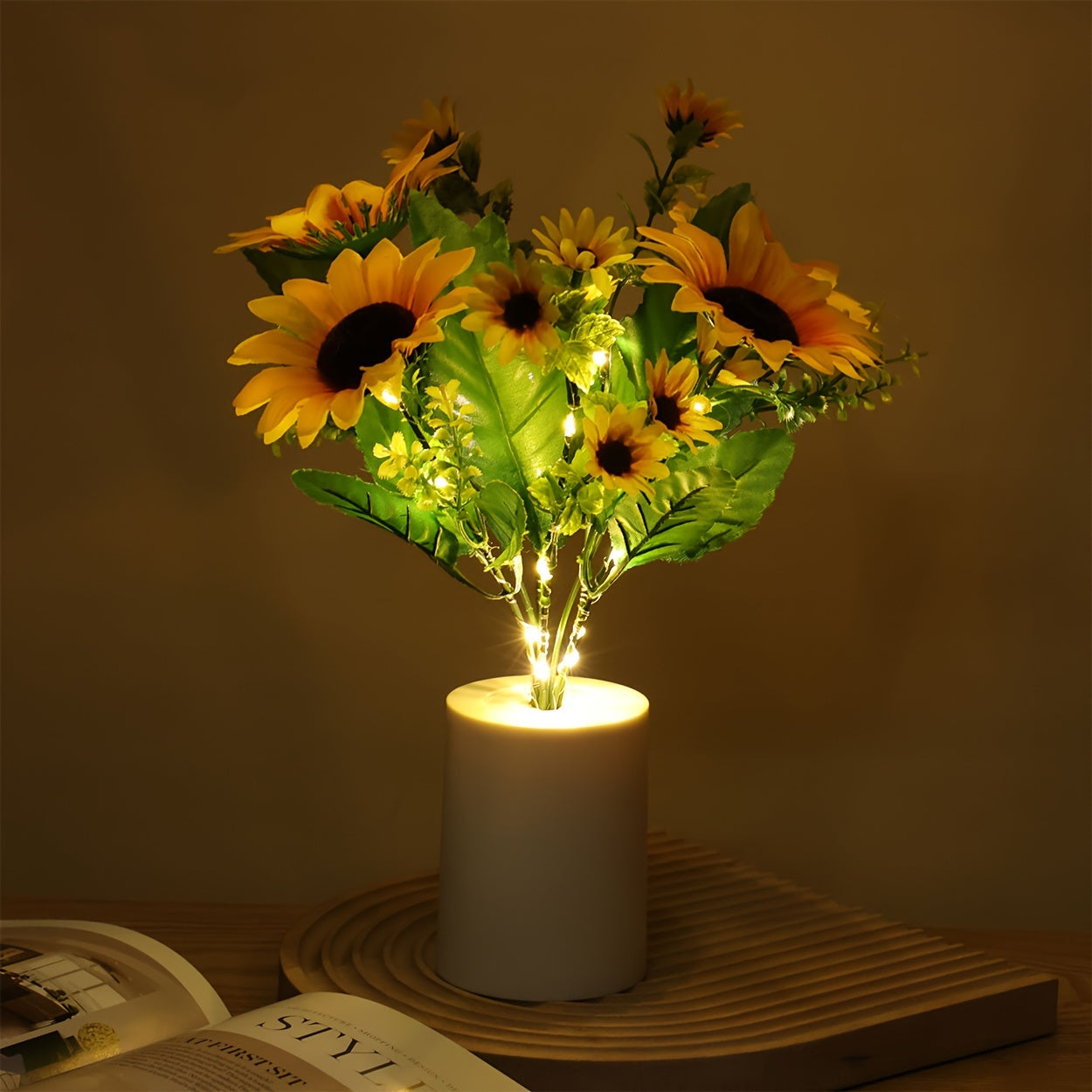 Sunflower Simulation Bouquet Night Light for Living Room and Bedroom, battery operated (batteries not included)