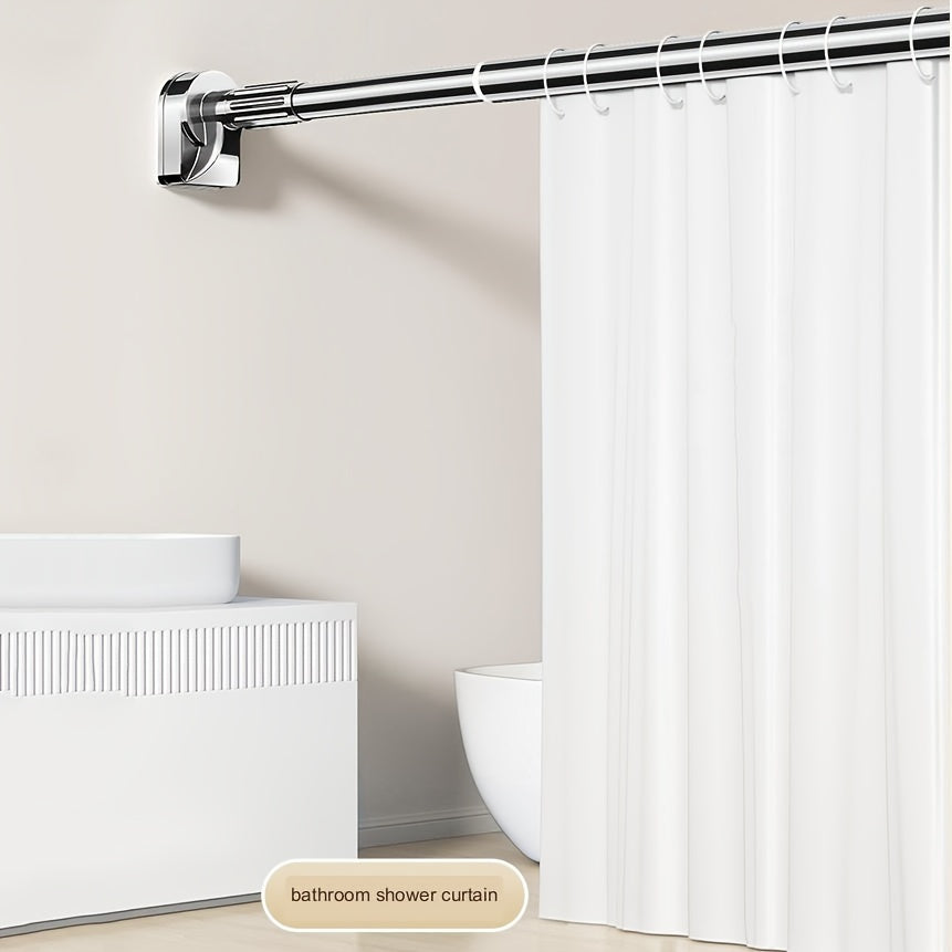 25 square head tubes, telescopic rod with adjustable tension, plastic base with stainless steel tube. Available in silvery, black, white, and gray. Versatile rod for shower curtain, wardrobe, clothes drying, curtain, door curtain. Suitable for bathroom