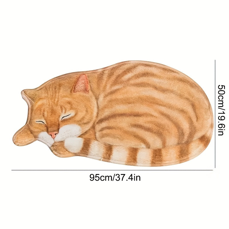 Cute Cat Design Fast-Drying Kitchen Mat - Slip-Resistant, Super Soft Rug for Bathroom, Bedroom, Living Room | Easy-Clean Home Decoration, Safe for Machine Washing