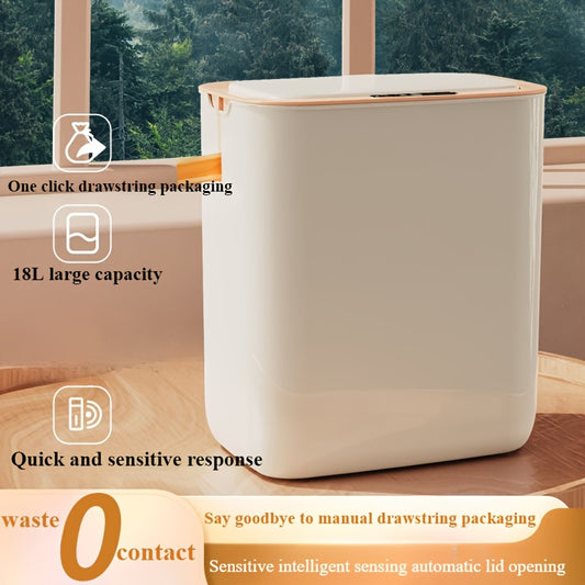 Smart 18L trash can with infrared induction, USB charging, and automatic lid opening for any room.