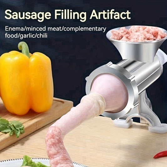 Household manual meat grinder with hand crank for making homemade sausage, chopping, grinding, stirring, and cutting. Perfect kitchen essential gadget for back-to-school accessories.