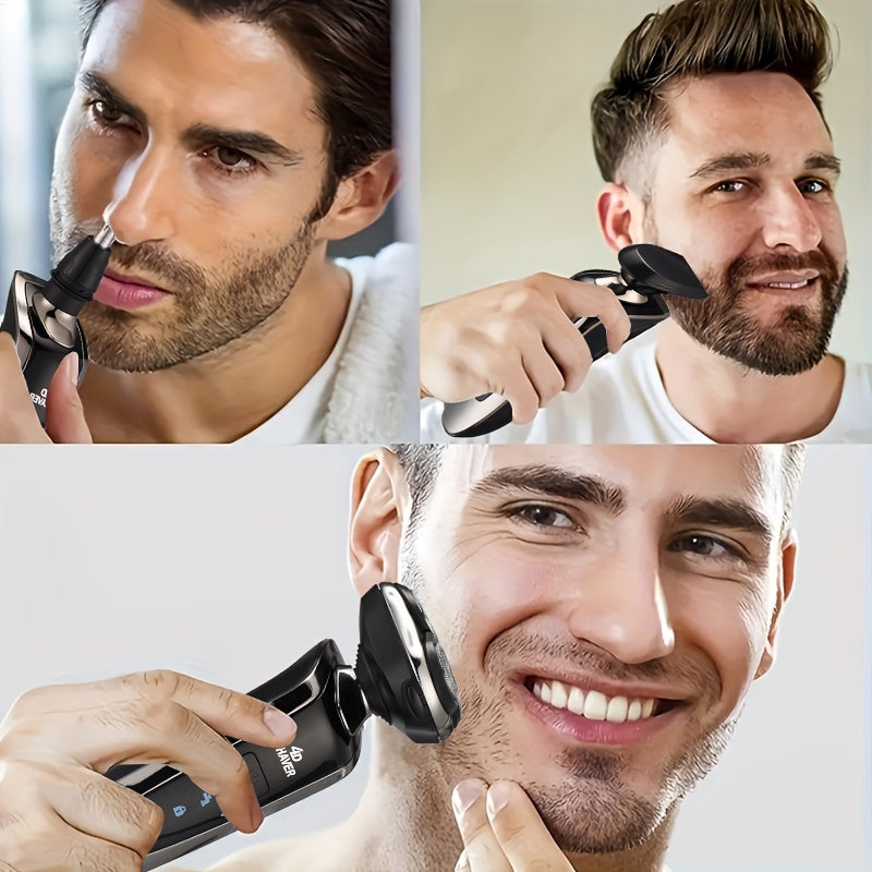 5-in-1 Men's Electric Shaver Set with Trimmer and Cleaning Brush for Smooth Shaving.