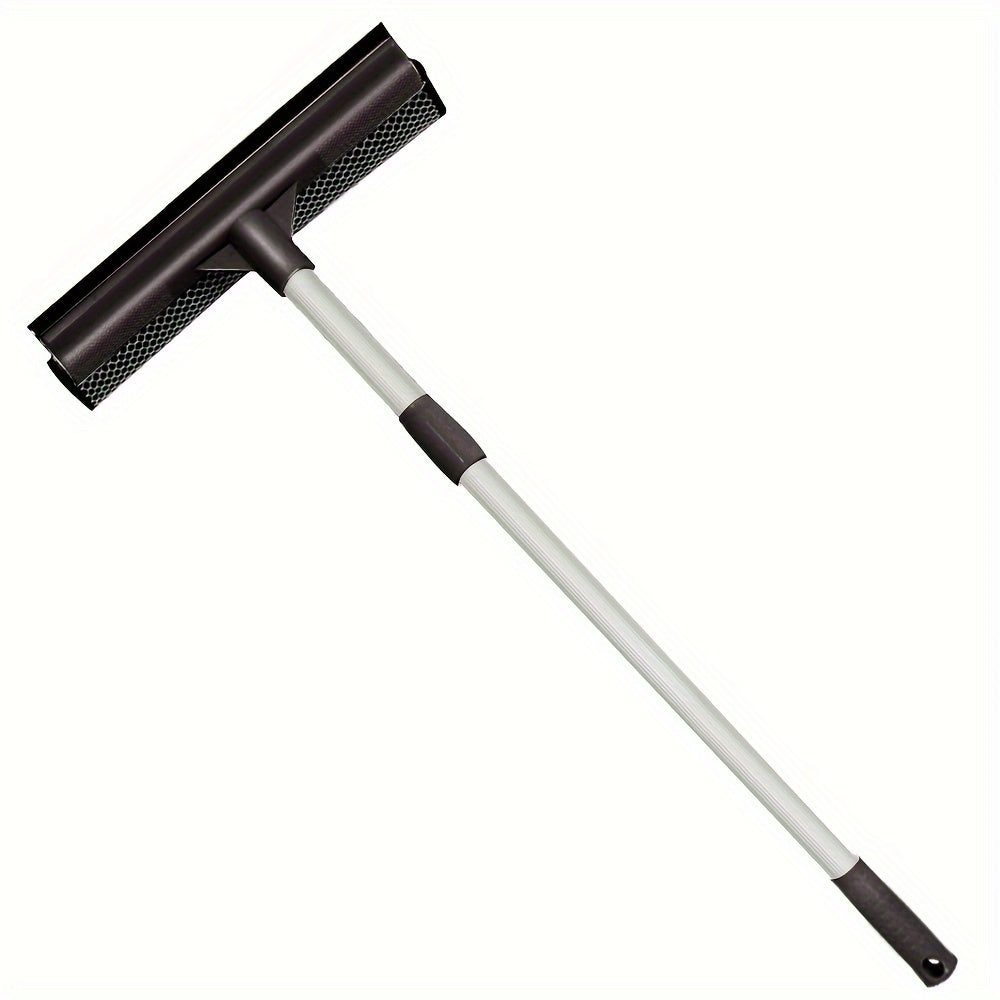 Durable plastic material dual-sided window cleaning tool that is extendable and can be used as a floor squeegee and car window brush. Perfect for cleaning living rooms, bathrooms, glass, and floors.