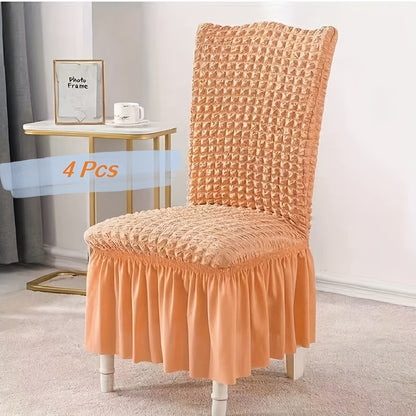 4 universal stretch chair covers with skirt, durable and washable, easy to fit and protect furniture