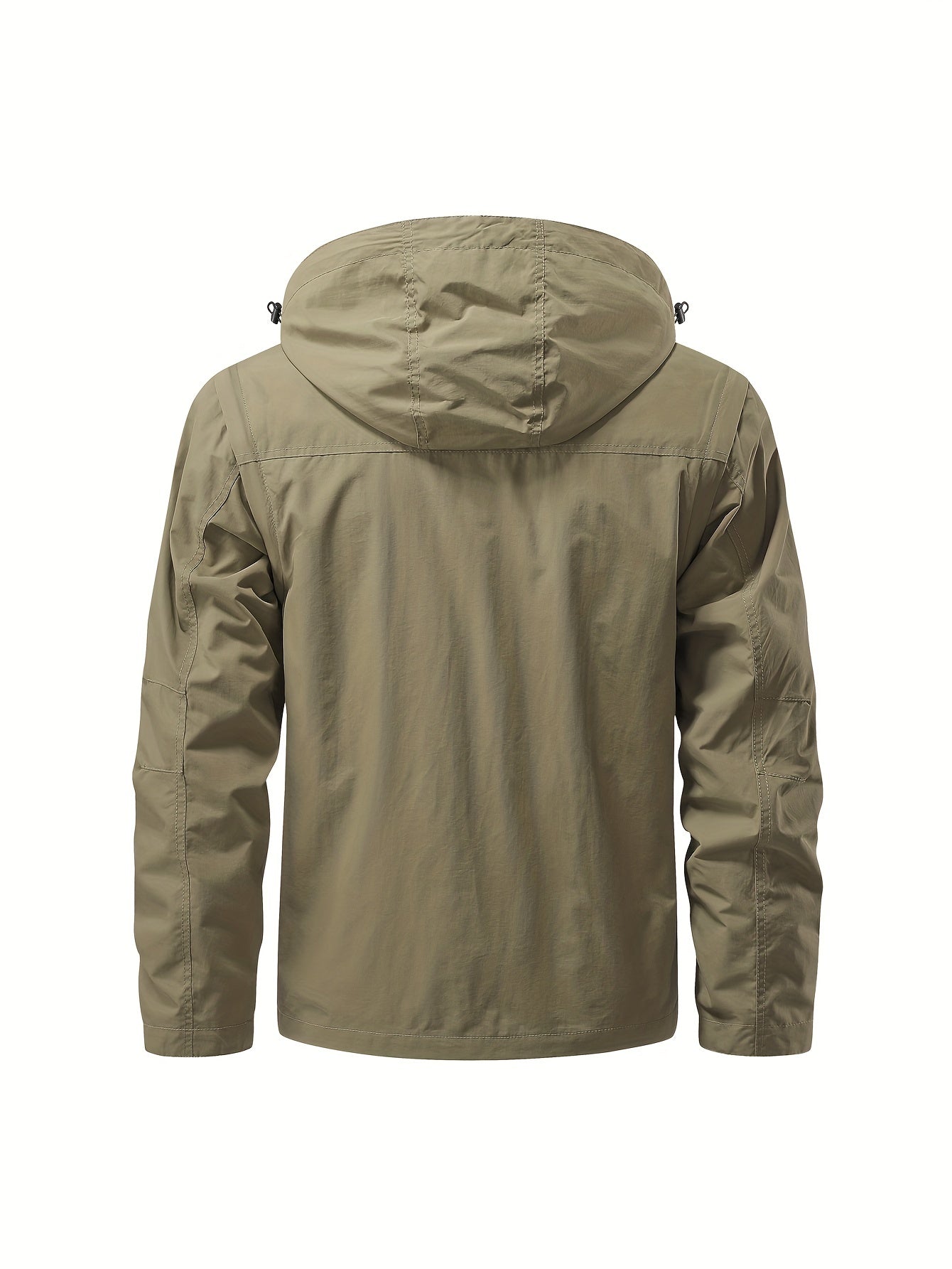 Men's Detachable Windbreaker Hooded Jacket with Multi Pocket Cargo Vest for Outdoor Activities.