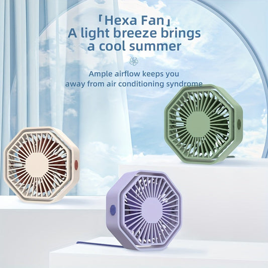 Introducing the innovative 2024 USB Hexagonal Fan that allows for customizable placement at various angles. This fan boasts powerful airflow, effortless manual rotation, three adjustable speeds, and a sleek portable design perfect for any desktop. With