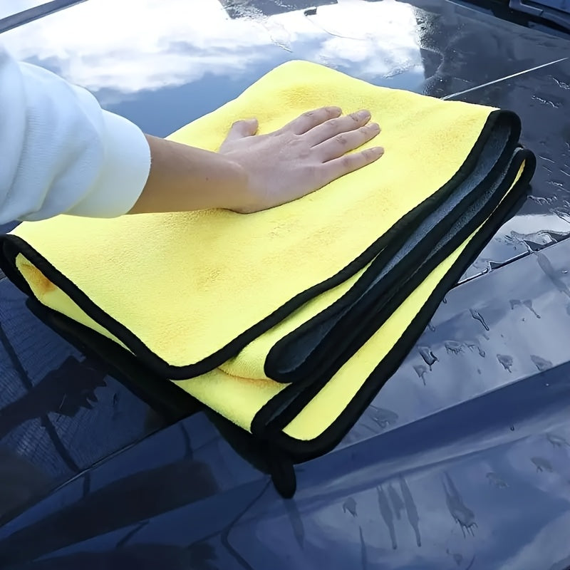 Extra large microfiber car cleaning towel with quick-dry, high absorbency for vehicle external care, no power needed.