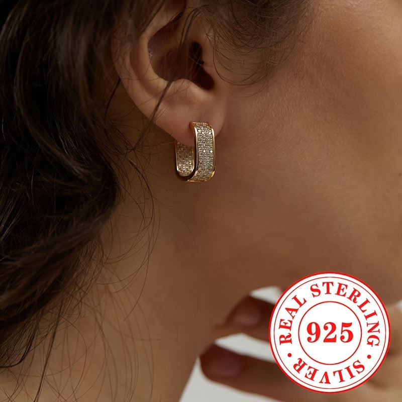 925 Sterling Silver Hoop Earrings embellished with Synthetic Cubic Zirconia representing the April Birthstone, Perfect for Both Daily and Party Wear. A Vacation Style Jewelry Option for Women. Includes 1 Pair.