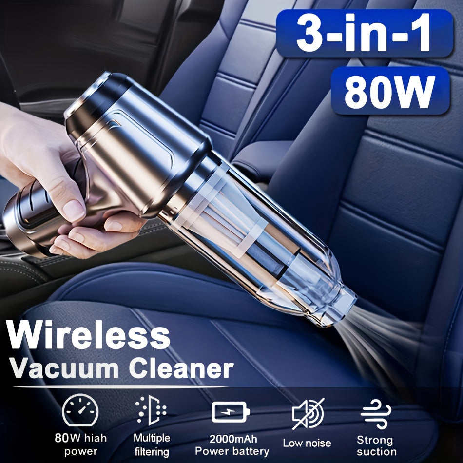 Wireless Handheld Vacuum Cleaner with 1pc, 80W High Power Brushless Motor, Portable Mini Vacuum for Car and Home Use, 4000mAh Battery, 60dB Low Noise, Ideal for Cleaning Desktop Keyboards