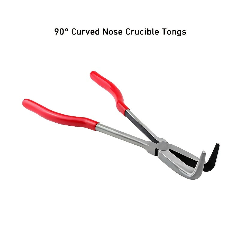 Set of long handle melting pot pliers with various nose styles for precise control and easy handling. Ideal for use with melting pot quartz bowl fixtures. A versatile tool for a variety of tasks.