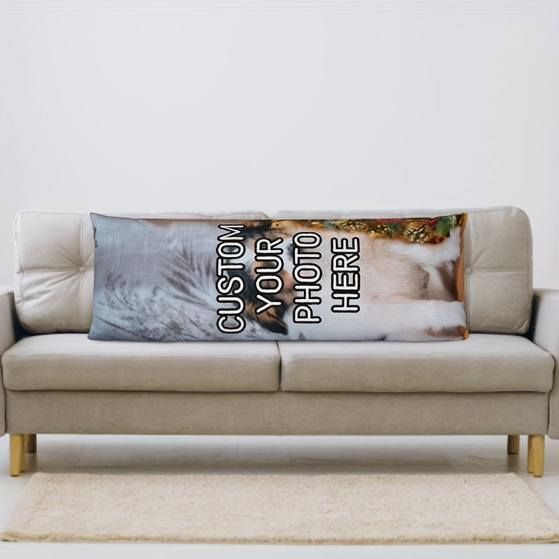 Soft and cozy personalized plush photo pillowcase, perfect for home decor or as a thoughtful gift for anniversaries or Valentine's Day. Double-sided design, measuring 50.8x137.16 cm.