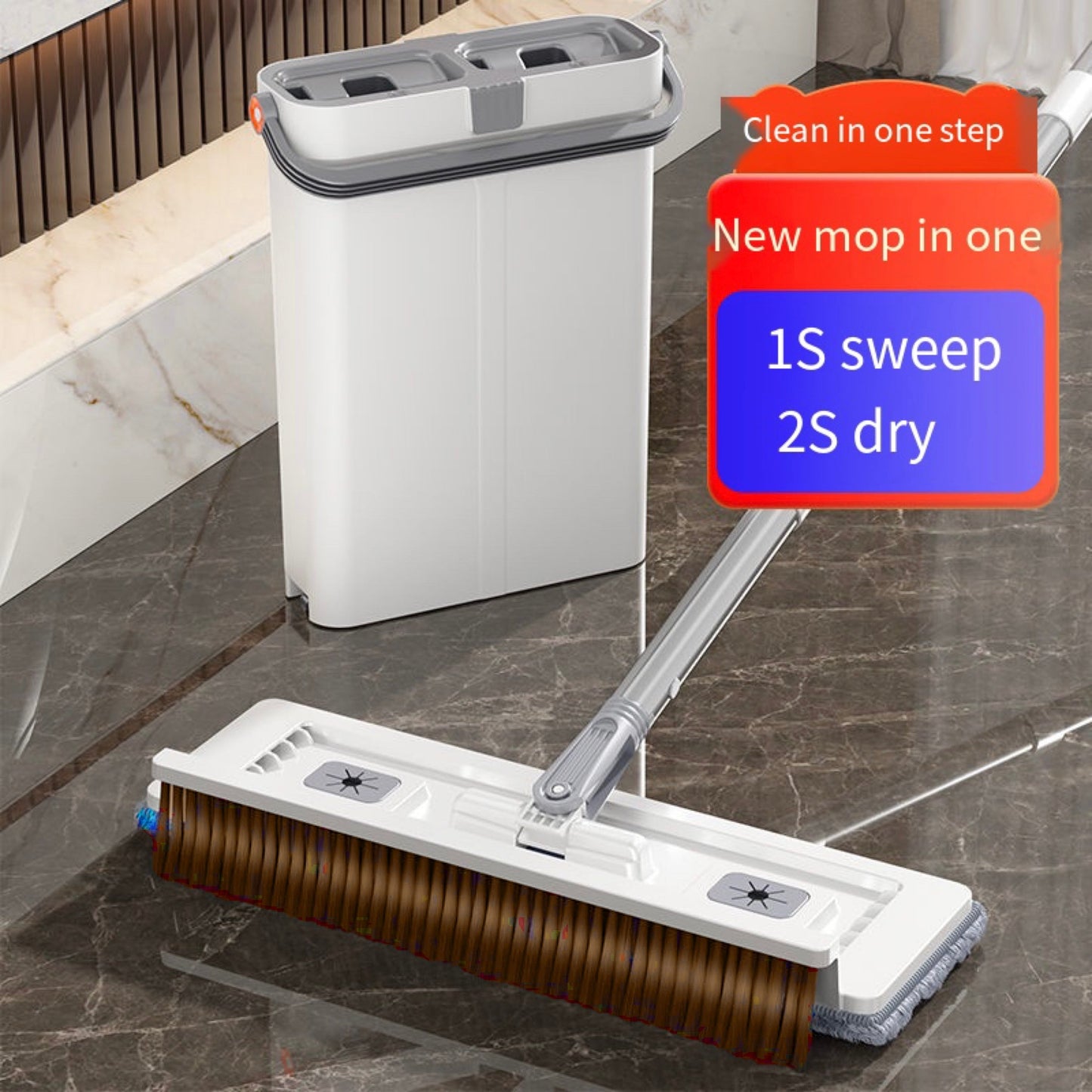 Get the ultimate cleaning tool with our 1-piece All-in-One Wet/Dry Mop set. This convenient no-hand wash mop comes with a bucket and is fully adjustable for all your cleaning needs, including floors, patios, bathrooms, and kitchens. Made of durable