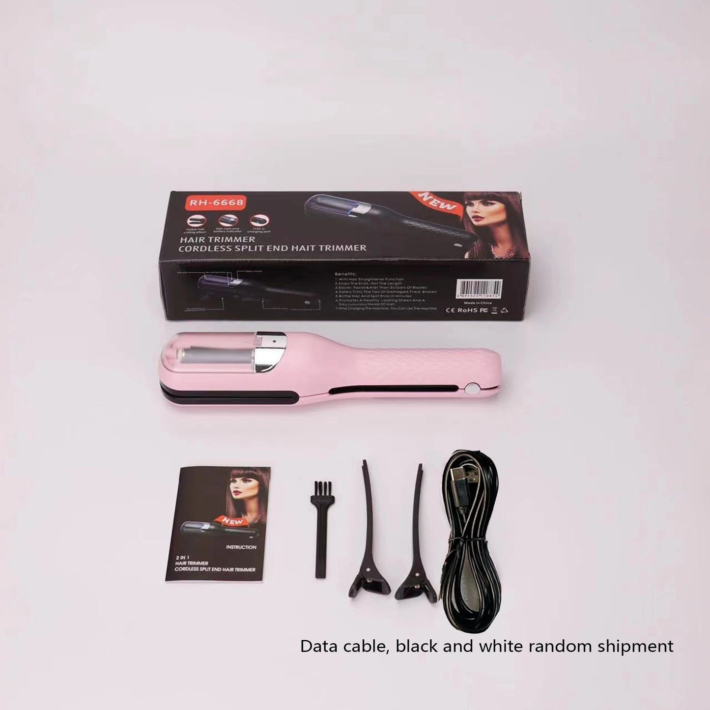 High-quality cordless hair trimmer for split ends, automatic care for damaged hair, ensuring comfortable and smooth hair.