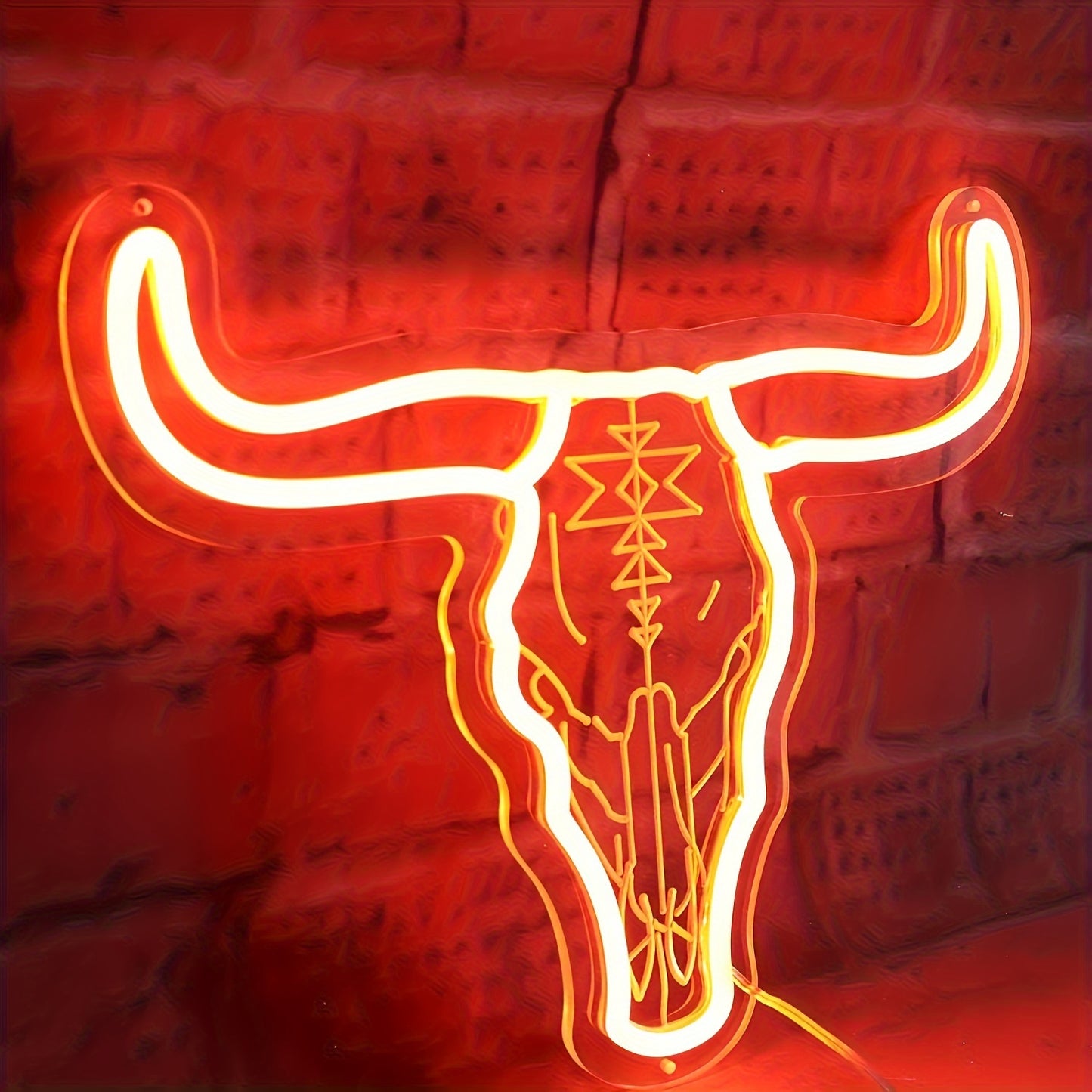 1pc Texas Western Bull Skull LED Neon Sign for Bedroom, Man Cave, or Game Room.